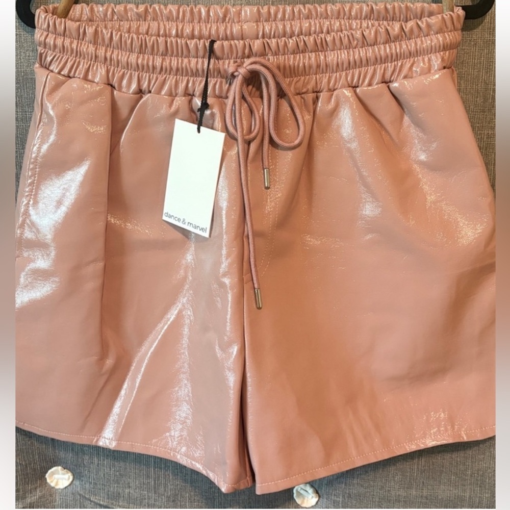 Women’s Dance & Marvel Shimmering Pink Patent material Shorts Size Large